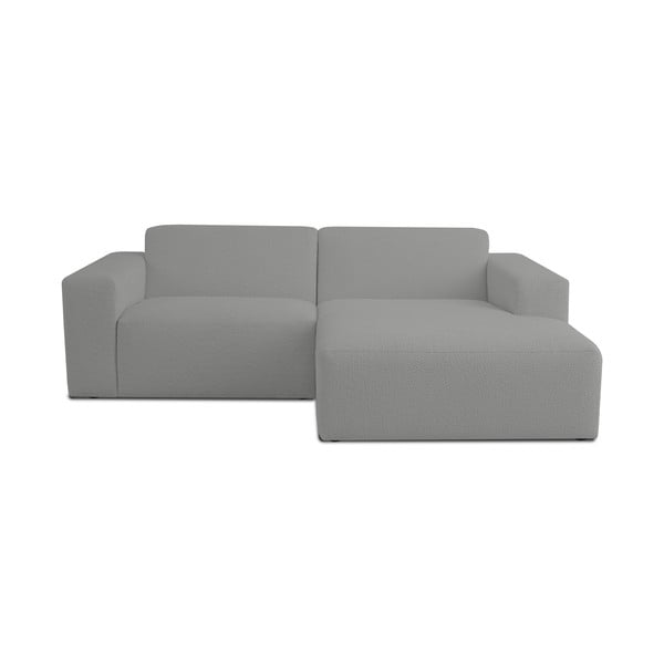 Pelēks stūra dīvāns no buklē auduma (ar labo stūri) Roxy – Scandic