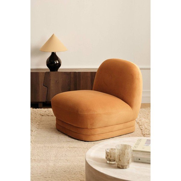 Oranžs samta atpūtas krēsls Cocos – Ellos Home-image-1