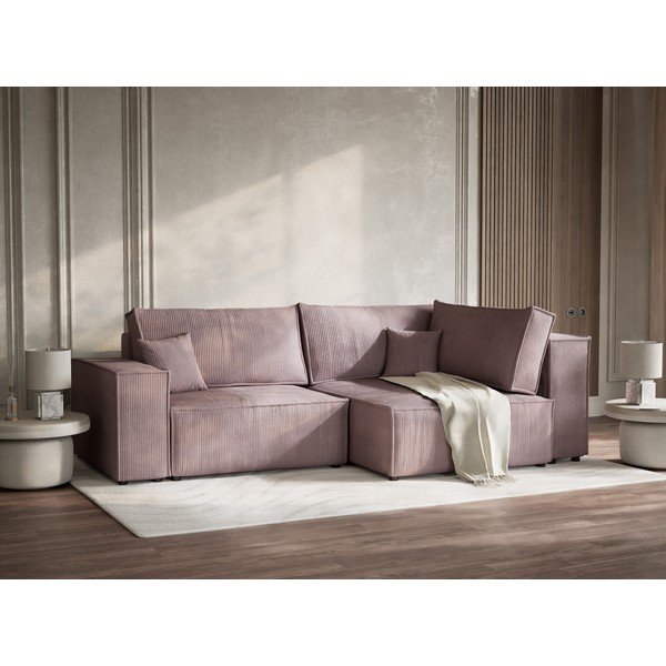 Violets velveta salokāms stūra dīvāns ar uzglabāšanas vietu (ar labo stūri/L veida) Tonga – Maison de Rêve-image-4