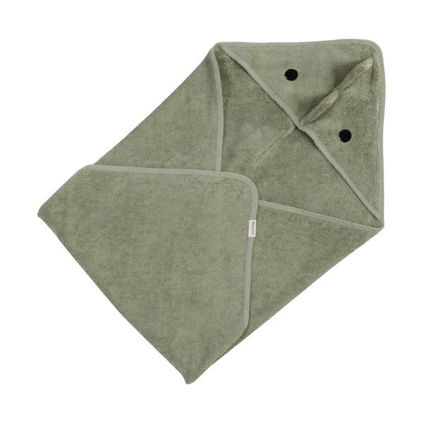 Zaļš kokvilnas bērnu dvielis ar kapuci 75x75 cm Dinosaur – Kindsgut-image-3