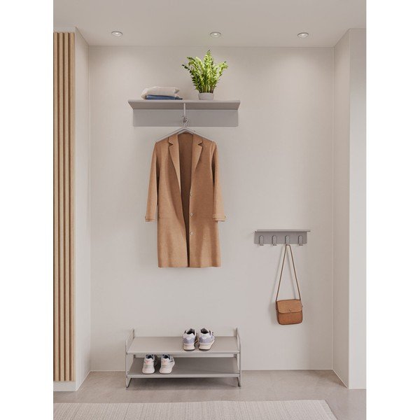 Gaiši pelēks tērauda sienas pakaramais ar plauktu 11,5 cm A-Hallway – Zone-image-1