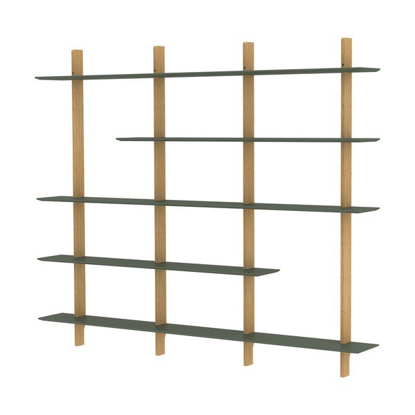 Zaļa moduļu plauktu sistēma ar ozolkoka imitāciju 224x190 cm Bridge – Tenzo-image-3