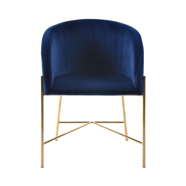 Tumši zils krēsls ar zelta krāsas kājām Interstil Nelson