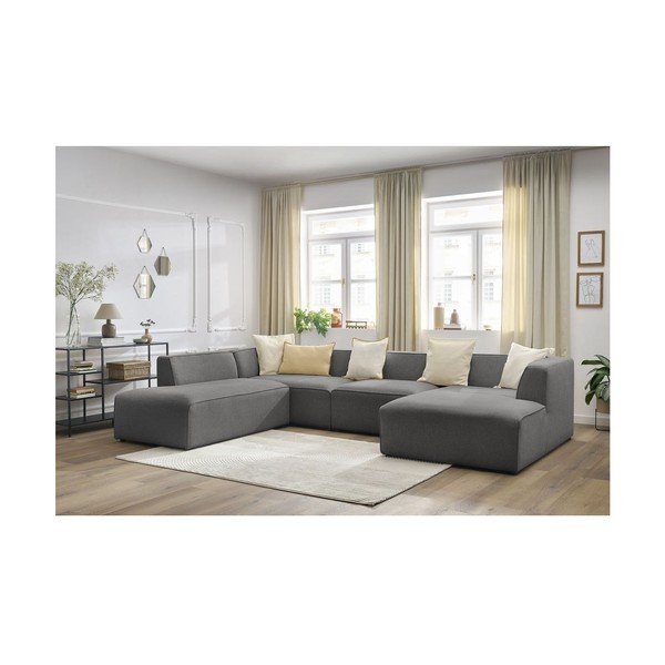 Tumši pelēks modulārais stūra dīvāns (ar kreiso stūri/U veida) Megeve – Bobochic Paris-image-3