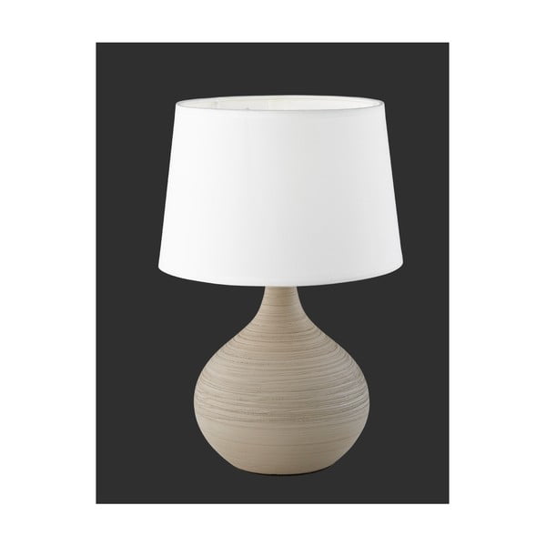 Balti brūna keramikas un auduma galda lampa Reality Martin, augstums 29 cm-image-4