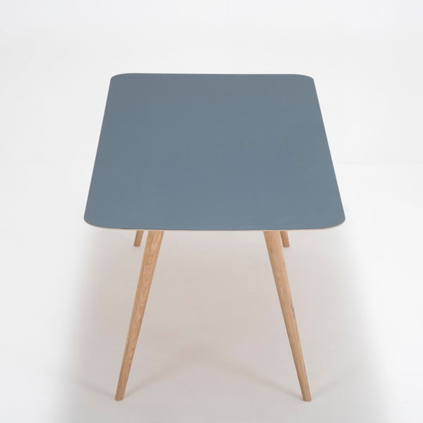 Ēdamgalds no ozola masīvkoka ar tumši zilu virsmu Gazzda Linn, 200 x 90 cm-image-2