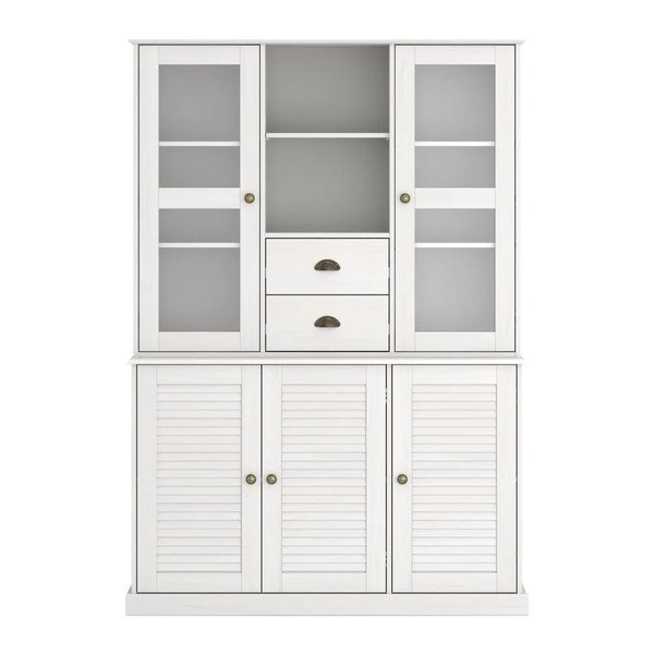 Balta priedes masīvkoka vitrīna 127x180x38 cm Edith – Støraa