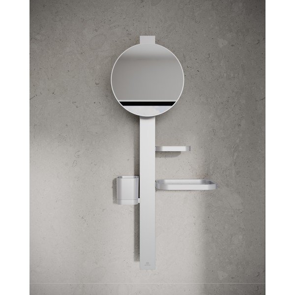 Sienas spogulis ar plauktu/ar pakaramo ø 20,5 cm ALU+ – Ideal Standard-image-1