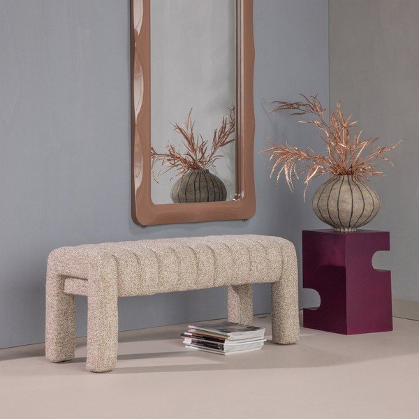 Gaiši brūns polsterēts sols no buklē auduma Frex – WOOOD-image-1