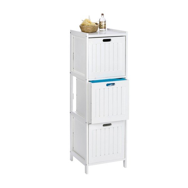 Balts koka vannas istabas skapītis ar 3 atvilktnēm Wenko Oslo-image-2