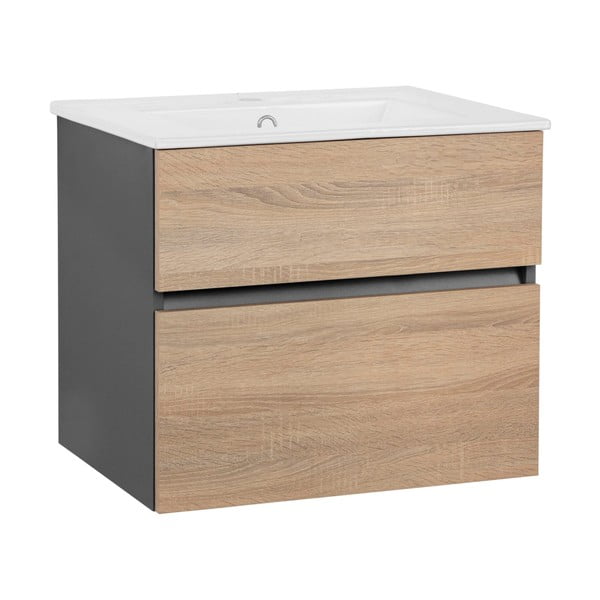 Dabīga toņa piekarams skapītis bez izlietnes ar ozolkoka imitāciju 60x52 cm Wisla – Støraa