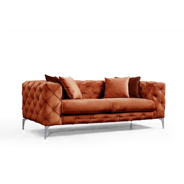 Oranžs samta dīvāns 197 cm Como – Artie