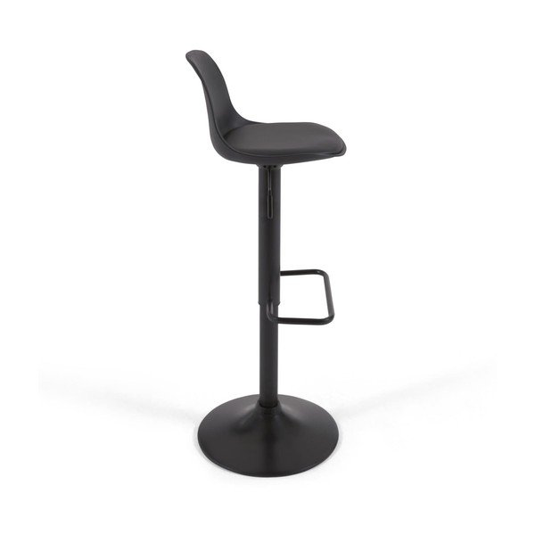 Matēti melns mākslīgās ādas bāra krēsls ar regulējamu augstumu (sēdekļa augstums 60 cm) Orlando-T – Kave Home-image-3
