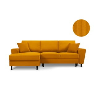 Oranžs stūra velveta dīvāns Kooko Home Jazz, kreisais stūris