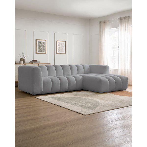 Gaiši pelēks stūra dīvāns (ar labo stūri/ar zvilni) Talia – Bobochic Paris-image-1