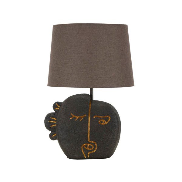 Brūna galda lampa ar auduma abažūru (augstums 39,5 cm) Tribal – Mauro Ferretti