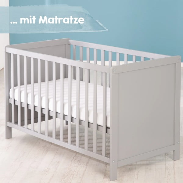 Gaiši pelēka bērnu gultiņa 60x120 cm – Roba-image-1