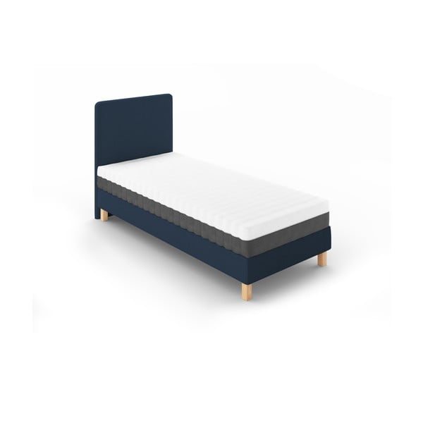 Tumši zila polsterēta vienvietīga gulta ar redelēm 90x200 cm Lotus – Cosmopolitan Design-image-1