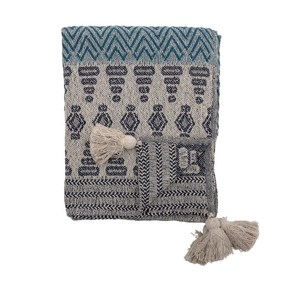 Pelēka un zila sega Bloomingville Ornaments, 160 x 130 cm-image-3