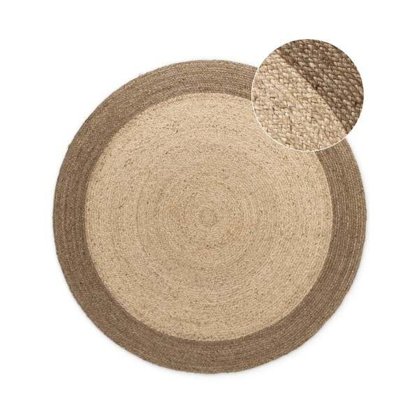 Pelēkbēšs divpusējs/ar rokām darināts džutas apaļš paklājs ø 120 cm Jutta Greige – Hanse Home