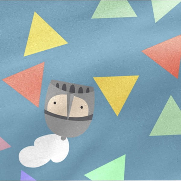 Zils kokvilnas palags ar gumiju bērniem Mr. Fox Knight, 70 x 140 cm-image-4