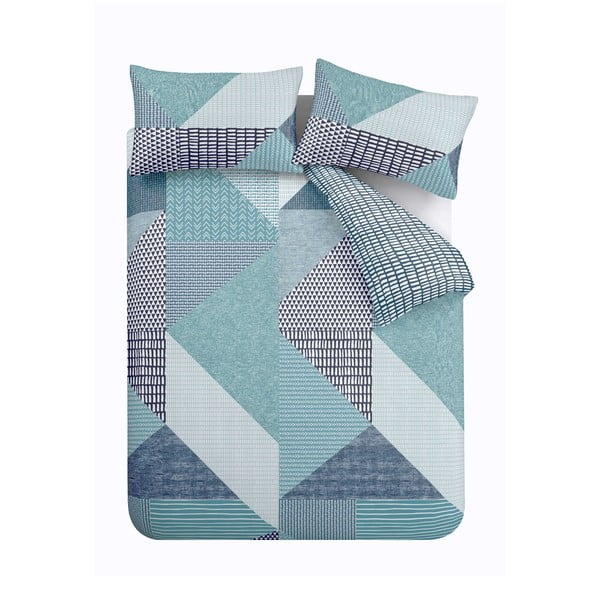 Zilganzaļa vienguļamā gultas veļa 135x200 cm Larsson Geo – Catherine Lansfield