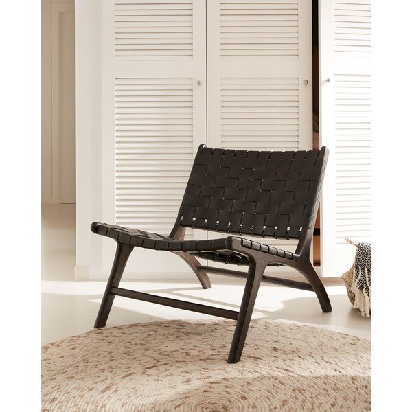 Melns krēsls ar pinumu Calixta – Kave Home-image-1