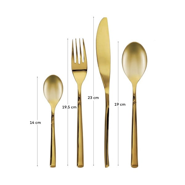 Zelta krāsas nerūsējošā tērauda galda piederumi (16 gab.) Lite – Kave Home-image-3