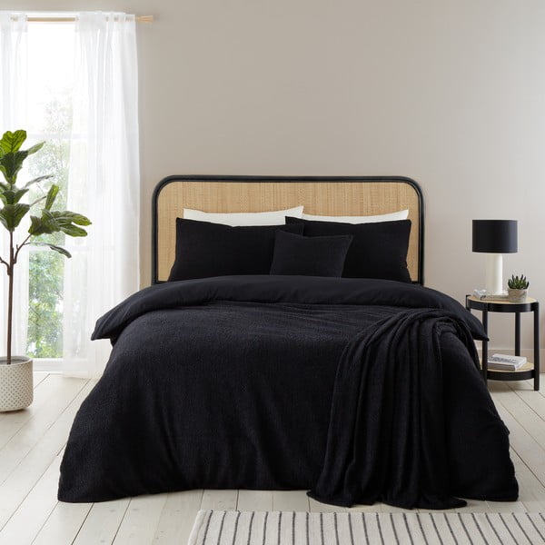 Melns buklē gultas pārklājs divguļamai gultai 180x200 cm Cosy – Catherine Lansfield