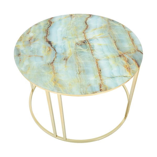 Balts un zelta krāsas žurnālgaldiņš Mauro Ferretti Sepa, ø 75 cm-image-2