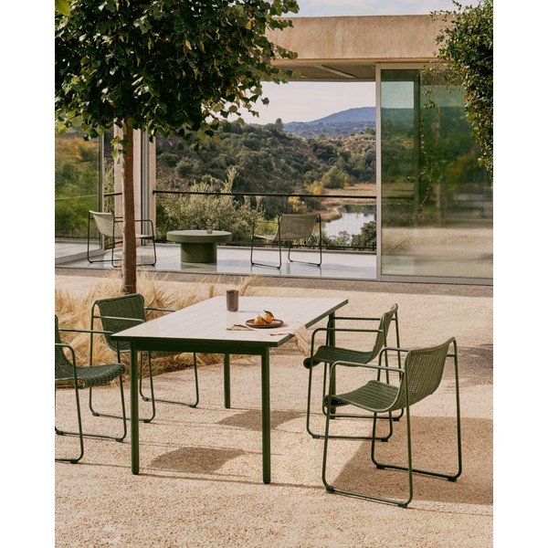 Tērauda dārza ēdamgalds 91x182 cm Maurina – Kave Home-image-1