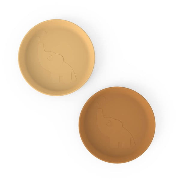 2 sinepju dzeltenu bērnu šķīvju komplekts Done by Deer Elphee, ø 18,5 cm-image-1