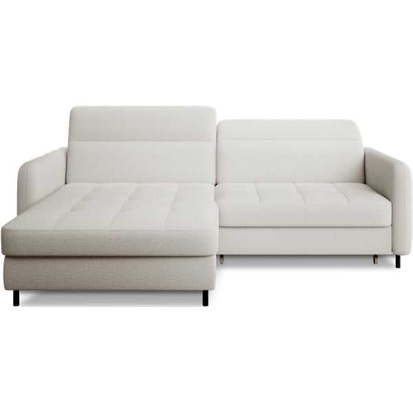 Krēmkrāsas salokāms/ar uzglabāšanas vietu stūra dīvāns no buklē auduma (ar kreiso stūri/ar zvilni) Gomsi – ELTAP