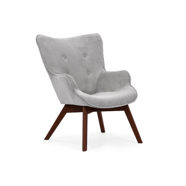 Pelēks velveta atpūtas krēsls ar kāju balstu Niko – Ropez-image-4