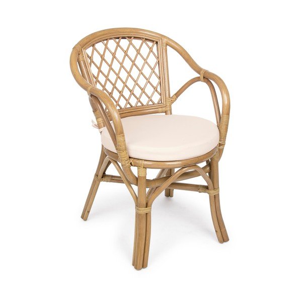 Dabīga toņa masīvkoka/rotangpalmas dārza krēsls Athina – Bizzotto