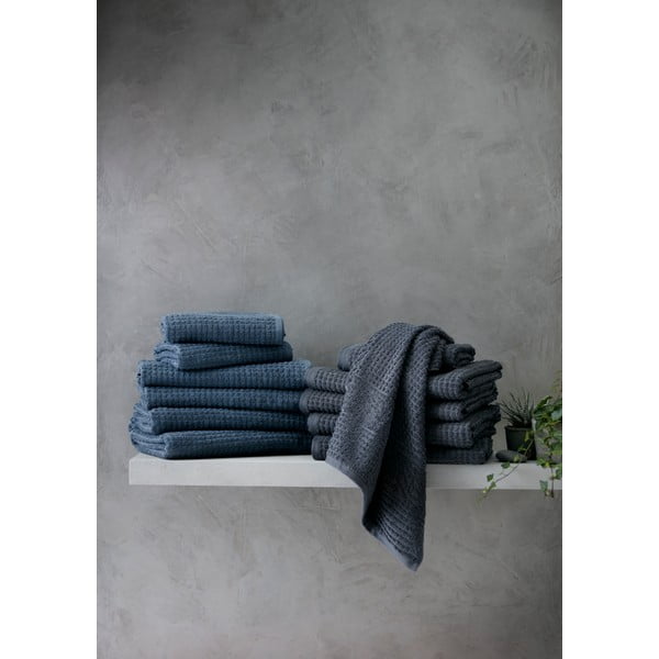 Tumši pelēks frotē dvielis no organiskās kokvilnas  50x100 cm Check – JUNA-image-1