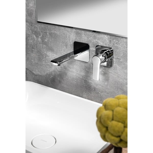 Spīdīgas sudraba krāsas iebūvēts jaucējkrāns izlietnei (ar 1 izvadu) Pax – Sapho-image-1