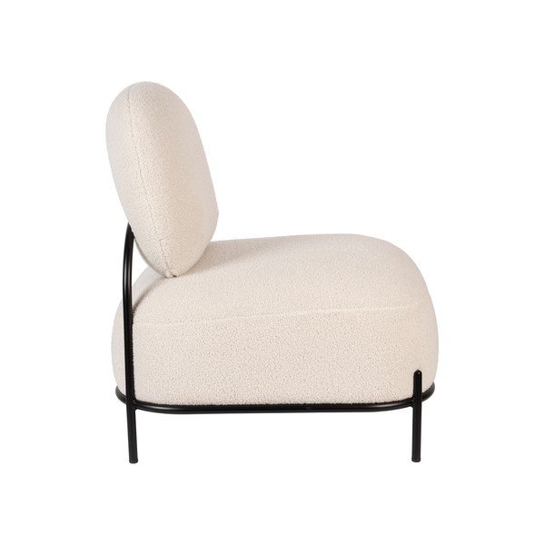 Krēmkrāsas atpūtas krēsls no buklē auduma Polly – White Label-image-3