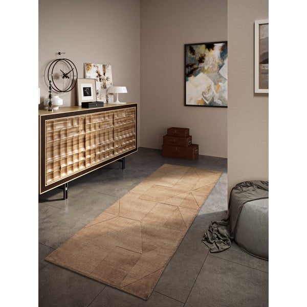 Bēšs ar rokām darināts vilnas celiņa paklājs 80x250 cm Ursule – Villeroy&Boch-image-1