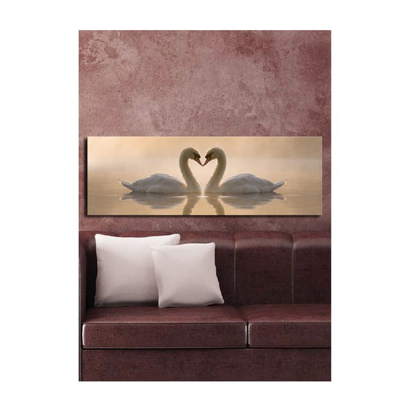 Glezna uz audekla Swan Love, 90 x 30 cm-image-1