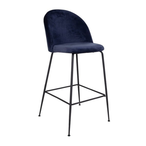 2 zilu bāra krēslu komplekts ar samta polsterējumu un melnām kājām House Nordic Lausanne