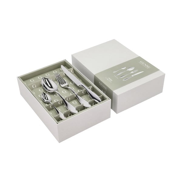 Sudraba krāsas nerūsējošā tērauda galda piederumi (16 gab.) Indra – Gense-image-2