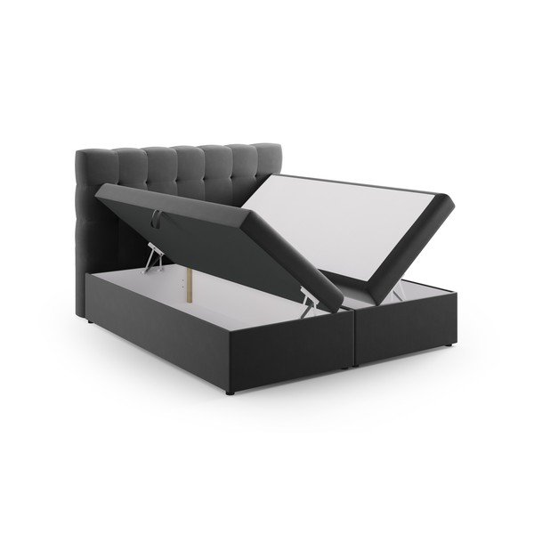 Antracīta pelēka atsperu gulta ar veļas kasti 180x200 cm Bali – Cosmopolitan Design-image-4