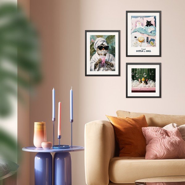 Drukāta glezna ar rāmi 30x40 cm Catflix – Styler-image-2