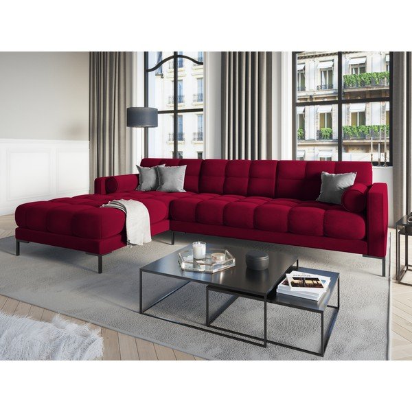 Sarkans samta stūra dīvāns Cosmopolitan Design Bali, kreisais stūris-image-1