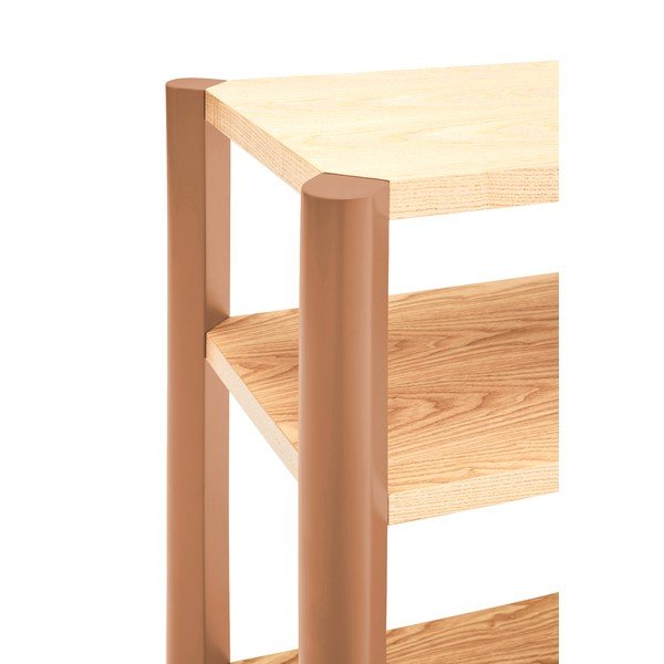 Ķieģeļu sarkans/gaiša dabīga toņa plaukts ar ozolkoka imitāciju 126x128x43 cm Bona – Teulat-image-3