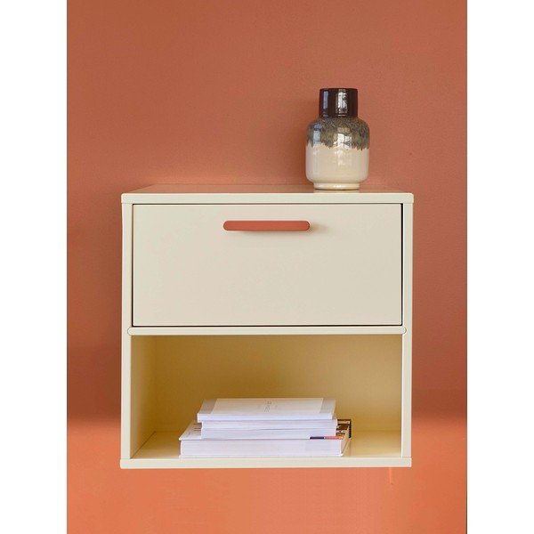 Gaiši dzeltens sienas naktsgaldiņš ar sarkanu rokturi Keep by Hammel-image-1