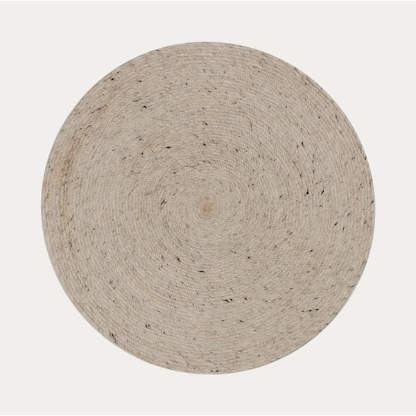 Gaiši pelēks/ziloņkaula krāsas ar rokām darināts vilnas apaļš paklājs ø 200 cm Takashi – Kave Home-image-4