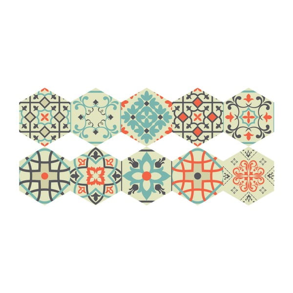 10 grīdas uzlīmju komplekts Ambiance Hexagons Lieva, 40 x 90 cm
