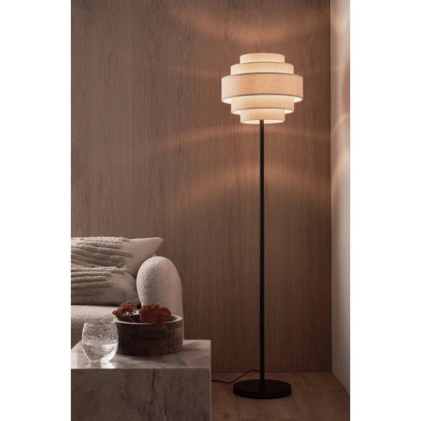 Matēti melna/bēša tekstila stāvlampa (augstums 145 cm) Miguel – Ellos Home-image-1